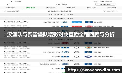汉堡队与费雷堡队精彩对决直播全程回顾与分析